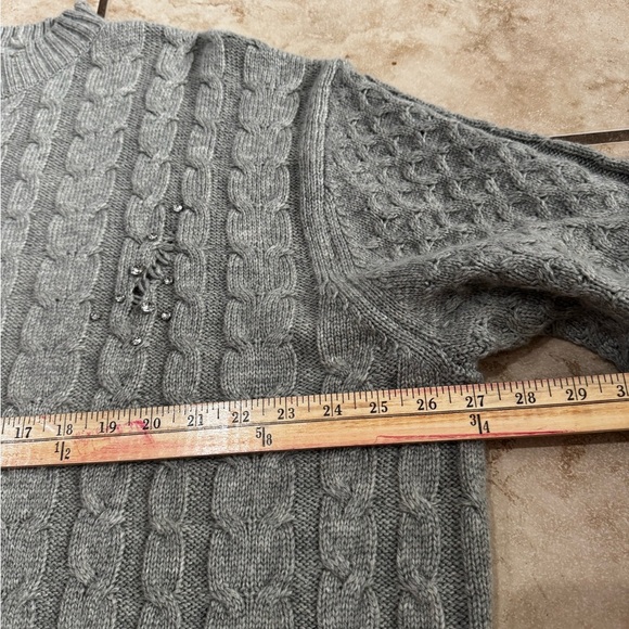 ZARA High Neck Ripped Cable Knit Sweater With Studs Size M - Picture 12 of 16